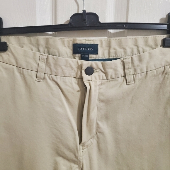 Taylrd Fit Casual Pant Cotton Chino Khaki Beige Pants Size 35x30 - Picture 4 of 7